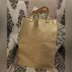 PARKER THATCH Sample Sale Limited Edition Gold Leather Tote- Worn and Loved
